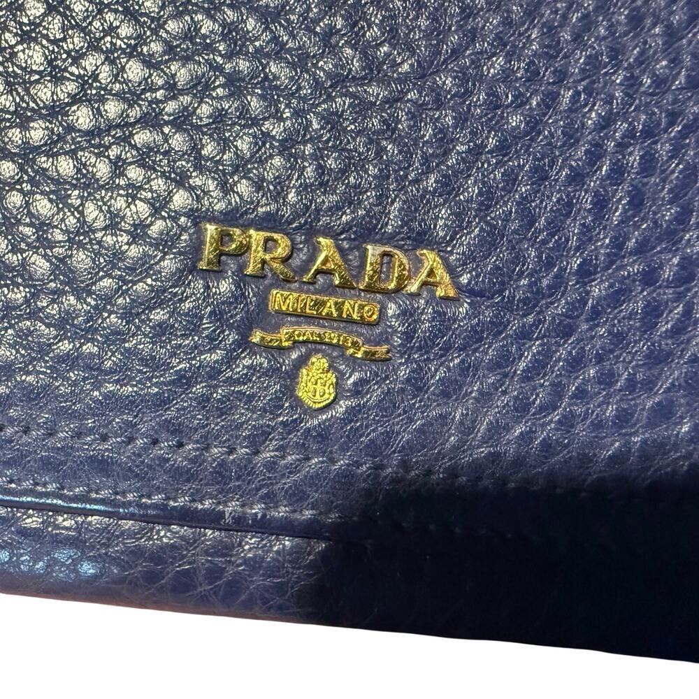 Prada Vitello Grain Leather Wallet on Chain / Clutch – Navy Blue - Picture 2 of 12